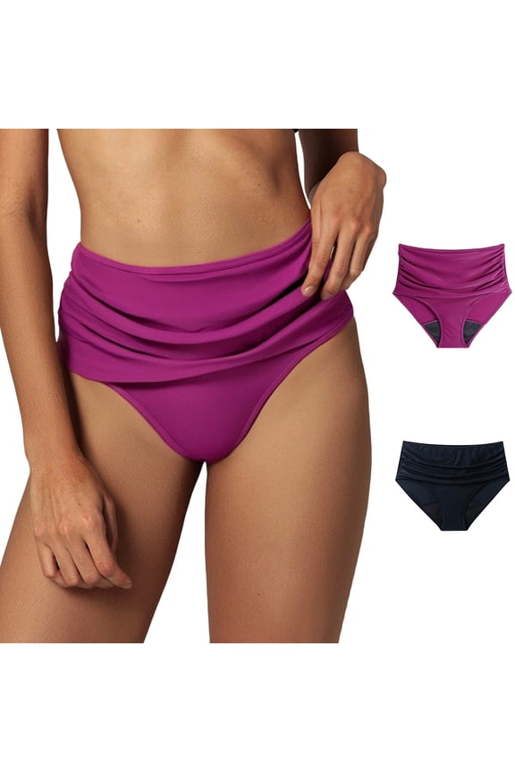 Bikini Bottoms for Women Mid Rise Swim Bathing Suit Bottoms Quick Dry Swimsuit Bottoms, Size XL