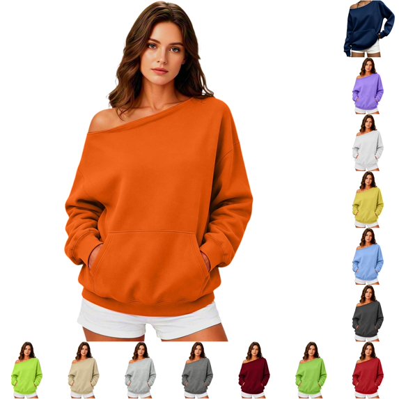 XINXIAOO Boatneck Sweatshirts for Women Pullover Clothes Long Sleeve Lightweight Outfits Clothes
