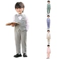 thumbnail image 1 of XINXIAOO Boys 3-Piece Vest Suit Set Tuxedo Formal Outfit for Kids Wedding Party with Pants and Bow Tie Slim Fit 11-12 Years, 1 of 5