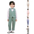 thumbnail image 1 of XINXIAOO Boys 3-Piece Vest Suit Set Tuxedo Formal Outfit for Kids Wedding Party with Pants and Bow Tie Slim Fit 7-8 Years, 1 of 5