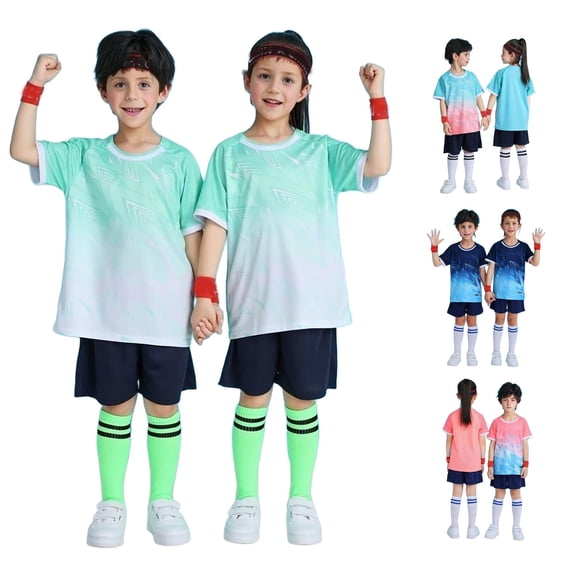 XINXIAOO Boys Girls 2/3-Piece Short Set Moisture Wicking T-Shirt and Shorts Soccer Set 3-4 Years