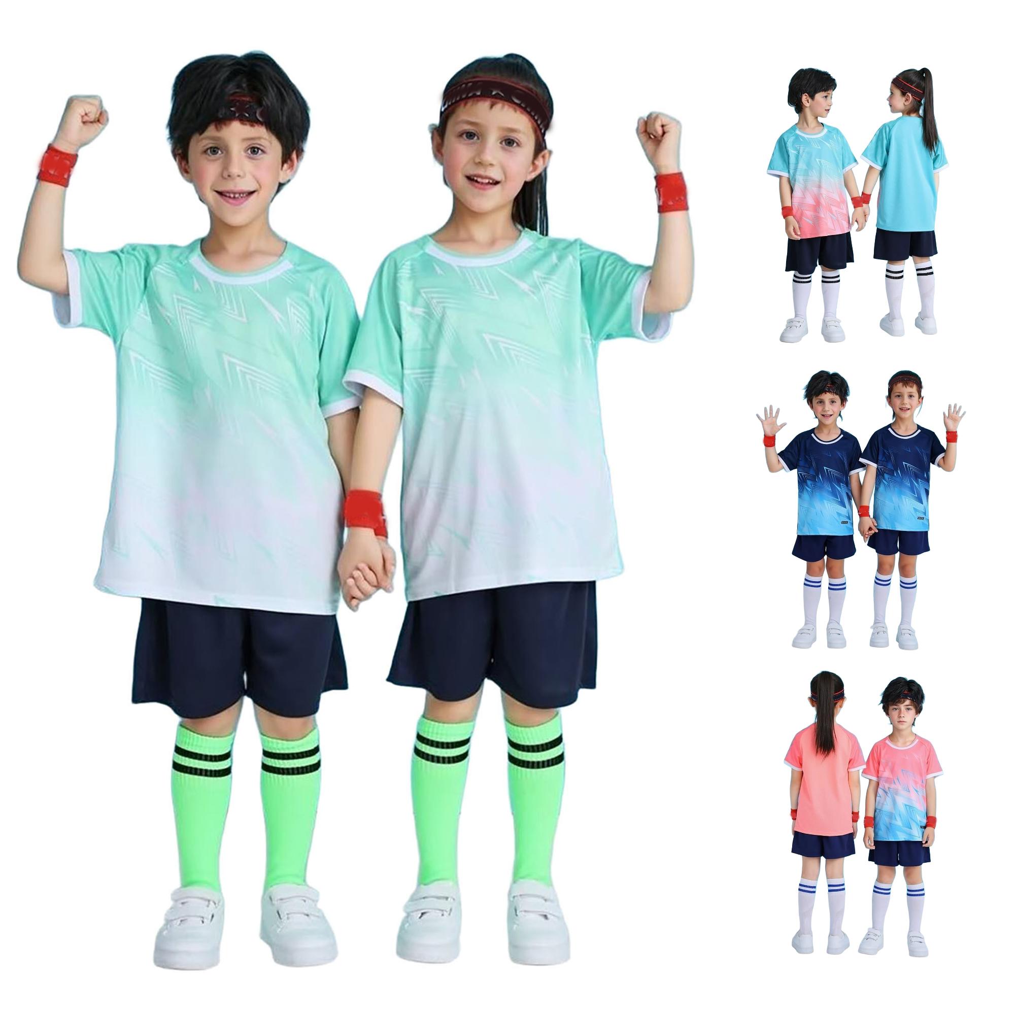 XINXIAOO Boys Girls 2/3-Piece Short Set Moisture Wicking T-Shirt and Shorts Soccer Set 3-4 Years
