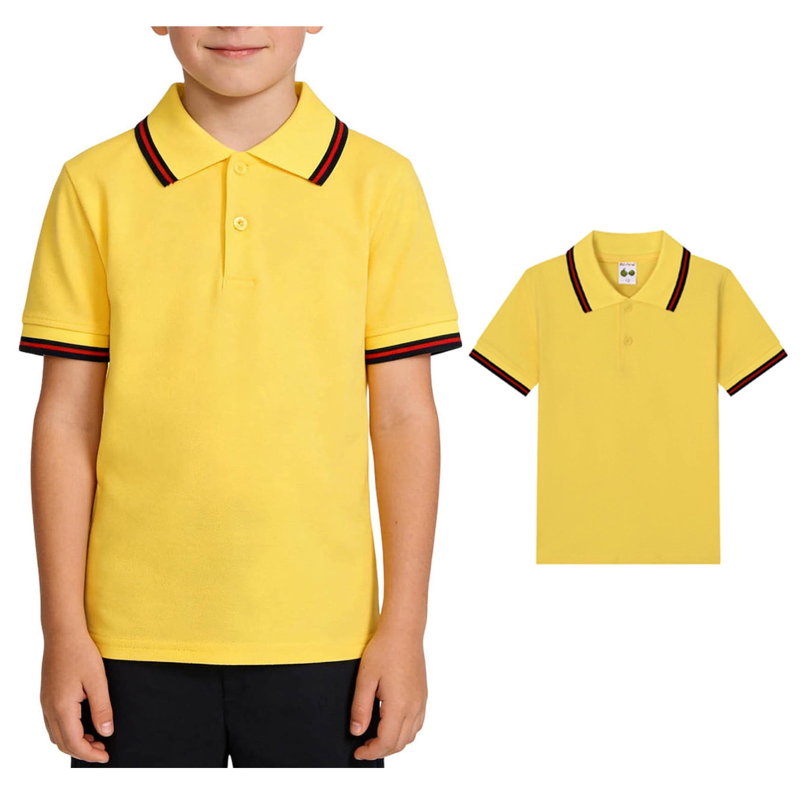 XINXIAOO Boys Polo Shirts Short Sleeve Shirts for Boys Tennis Shirts Boys Uniform Shirts Child Boys Clothes 7-8 Years Yellow Shirts