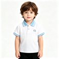 thumbnail image 1 of XINXIAOO Boys Polo Shirts Short Sleeve Striped Shirts for Boys Button Collared Shirt for Tennis Sports Boys Uniform Shirts Kids 5-6 Years Shirts, 1 of 4