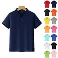 thumbnail image 1 of XINXIAOO Boys Short Sleeve Polo Shirt Buttons Collared Shirts Athletic Tops Tennis Shirts Boys Uniform Shirts Kids 7-8 Years Clothes for Boys Navy Shirt, 1 of 6