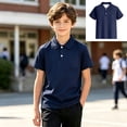 thumbnail image 1 of XINXIAOO Boys Short Sleeve Polo Shirts Kids Navy Casual Active Performance School Uniform Golf Polo Shirt for Girls with Pocket 7-8 Years, 1 of 5