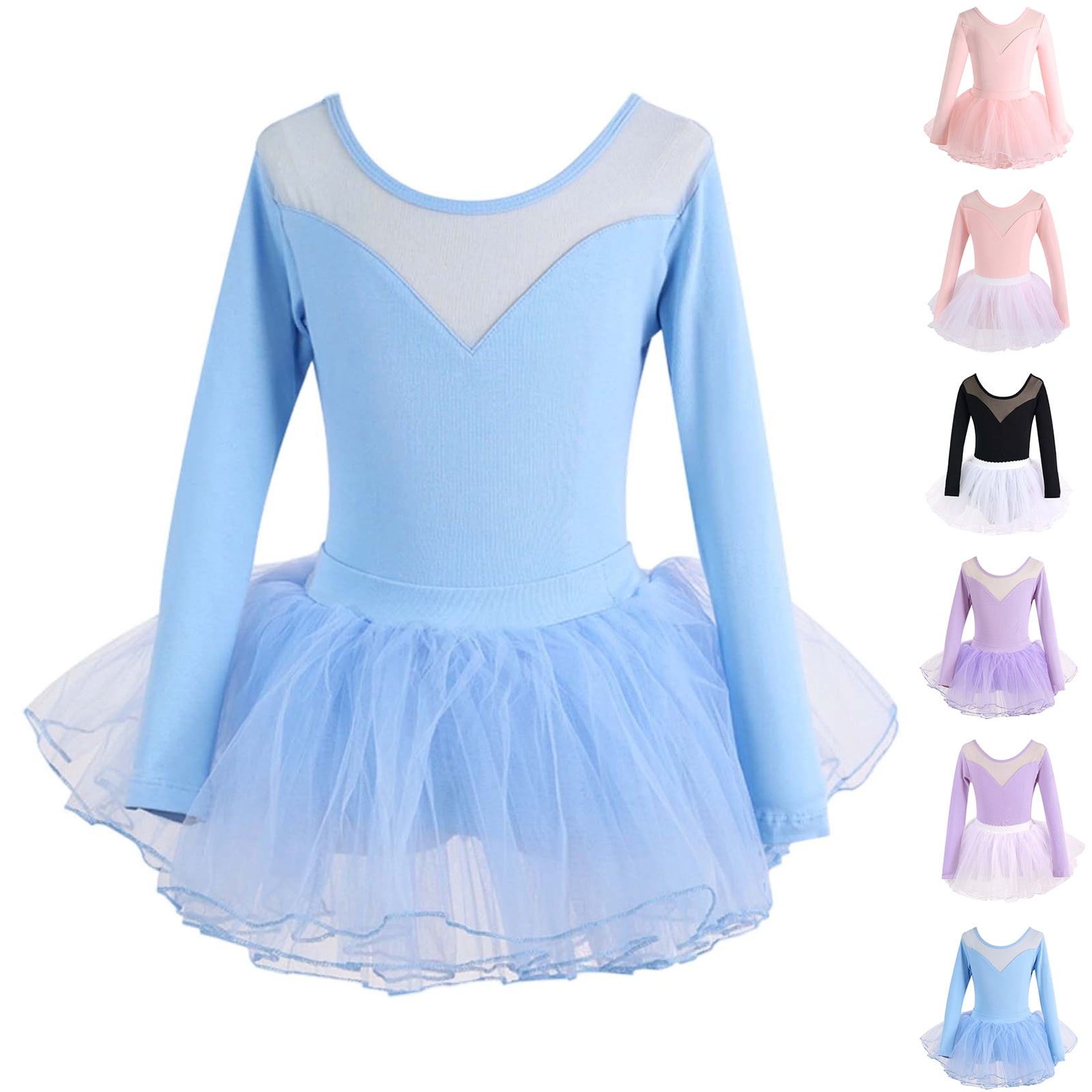 XINXIAOO Children's Dance Clothing Long Sleeve Dance Leotard with Skirt ...