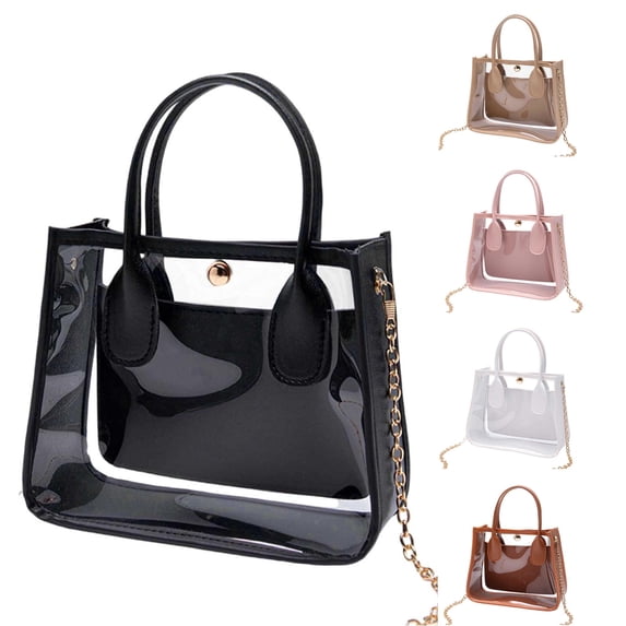 XINXIAOO Clear Transparent Shoulder Bag with Chain Strap & Handle, Cute Crossbody Tote Purse