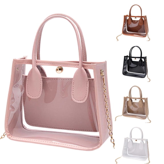 XINXIAOO Clear Transparent Shoulder Bag with Chain Strap & Handle, Cute Crossbody Tote Purse