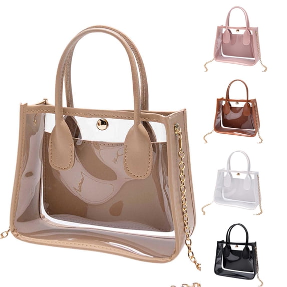 XINXIAOO Clear Transparent Shoulder Bag with Chain Strap & Handle, Cute Crossbody Tote Purse