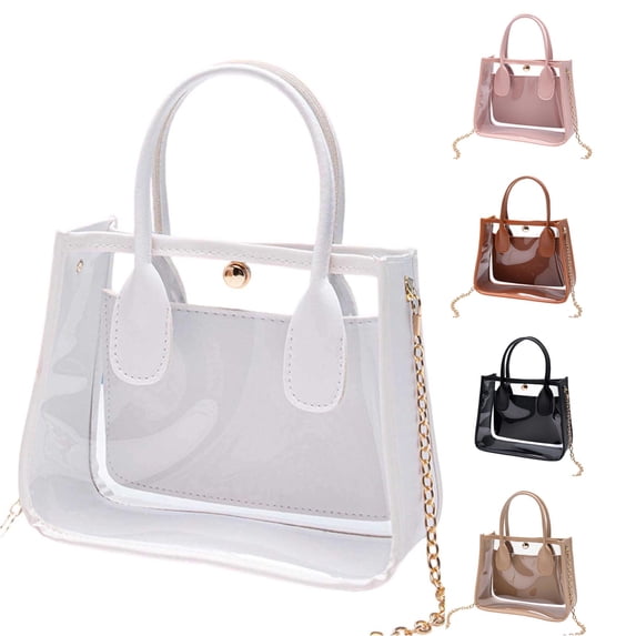 XINXIAOO Clear Transparent Shoulder Bag with Chain Strap & Handle, Cute Crossbody Tote Purse