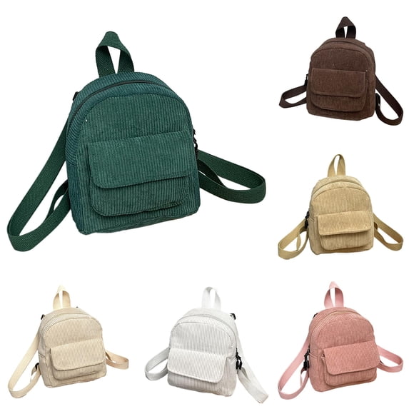 XINXIAOO Corduroy Velvet Backpack, Simple Solid Color Casual School Bag