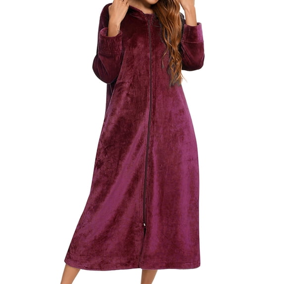 XINXIAOO Flannel Long Sleeve Robe With Hood And Zipper Couples' Sleepwear For Autumn And Winter Womens Robe Large Silk Robe for Women Womens Long Bathrobe Robes for Women Long Length Hooded Towel