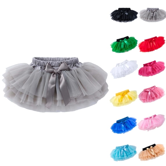 XINXIAOO Girl Ballet Tutu Skirt Ruffle Flowy Tiered Mesh Ballet Birthday Party Grey Skirts for Girls 12-24 Months