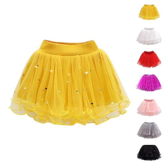 XINXIAOO Girl Ballet Tutu Skirt with Elastic Waist Mesh Birthday Dance Skirt Yellow Skirts for Girls Size 2-3 Years