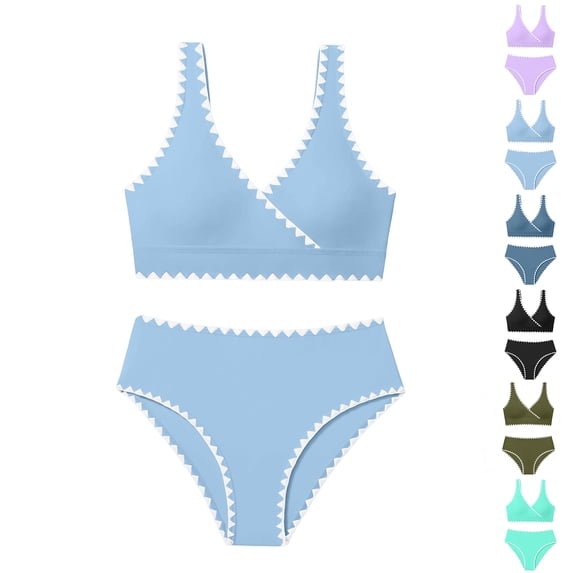 XINXIAOO Girl's 2 Piece Bikini Swimsuit with Adjustable Strap Solid Color Bathing Suits for Kids Girls Swimsuits Size 9-10 Years