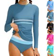 thumbnail image 1 of Bigetiay Girls 2 Piece Swimsuit Long Sleeve Rash Guard Swimwear with Bottom Kids Bathing Suits 11-12 Years, 1 of 6