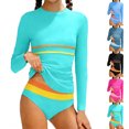 thumbnail image 1 of Bigetiay Girls 2 Piece Swimsuit Long Sleeve Rash Guard Swimwear with Bottom Kids Bathing Suits 13-14 Years, 1 of 6