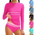 thumbnail image 1 of Bigetiay Girls 2 Piece Swimsuit Long Sleeve Rash Guard Swimwear with Bottom Kids Bathing Suits 7-8 Years, 1 of 6