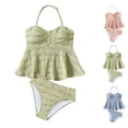 thumbnail image 1 of Bigetiay Girls 2 Piece Swimsuits High Elastic Ribbed Halter Neck Tankini Set Bathing Suits for Girls 7-8 Years, 1 of 6