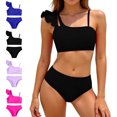 thumbnail image 1 of XINXIAOO Girls 2 Piece Tankini Swimsuit Casual High Waisted Solid Color Cute Swimsuits Beach Bathing Suit for Kids Girls Swimsuits Size 7-8 Years, 1 of 6