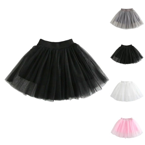 XINXIAOO Girls A-Line Tutu Skirt Ruffle Flowy Tiered Ruffled Birthday Dance Skirt Black Skirts for Girls 3-4 Years