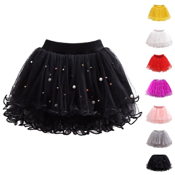 XINXIAOO Girls A-Line Tutu Skirts with Elastic Waist Ruffled Ballet Skirt Dress Up Black Skirt for Girls 2-3 Years