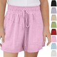 thumbnail image 1 of XINXIAOO Girls Athletic Shorts Loose Fit Summer Casual Elastic High Waist Girls Jogger Shorts 7-8 Years, 1 of 6