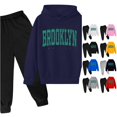 thumbnail image 1 of XINXIAOO Girls Boys 2 Piece Outfits Set Hooded Sweatshirt and Joggers Sweatpants Fall Winter Spring Girls Boys Clothes 7-8 Years, 1 of 3