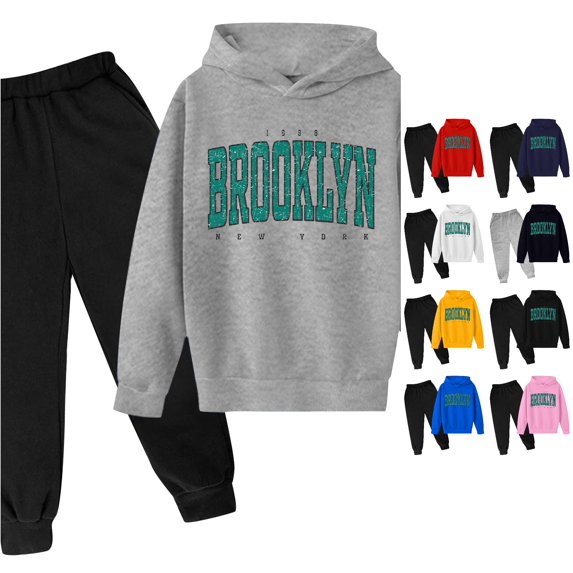 XINXIAOO Girls Boys 2 Piece Outfits Set Hoodie Sweatshirt and Sweatpants Fall Winter Spring Girls Boys Size 3-4 Years Clothes