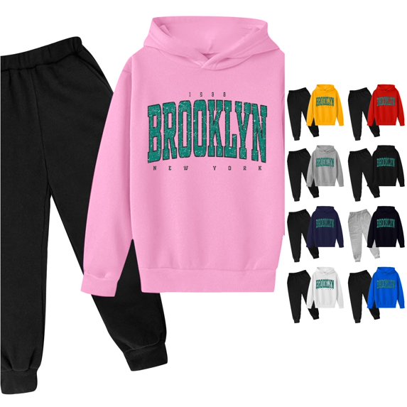 XINXIAOO Girls Boys 2 Piece Outfits Set Hoodie and Active Pants Fall Winter Girls Boys Outfits Size 5-6 Years