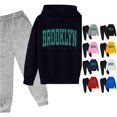 thumbnail image 1 of XINXIAOO Girls Boys 2 Piece Tracksuit Pullover Hoodie and Athletic Pants Soft Girls Boys Size 7-8 Years Clothes, 1 of 3