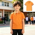 thumbnail image 1 of XINXIAOO Girls Boys Polo Shirt Classic Fit Comfort Stretch Short Sleeve Orange Golf Polo Shirts for Kids Performance Active Tennis School Uniform T Shirt 5-6 Years, 1 of 3