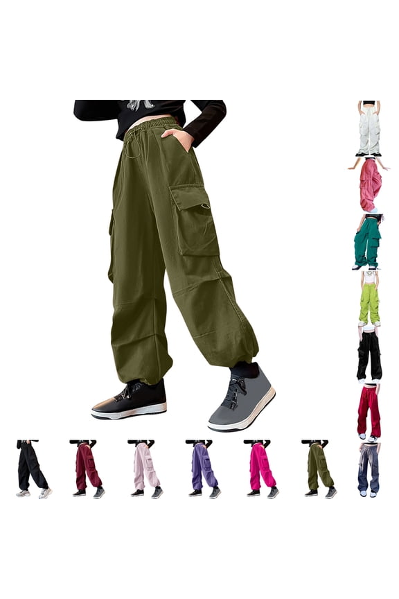 Girls Cargo Pants High Waisted Baggy Cargo Pants with Pocket Kids Clothes Girls Size 11-12 Years