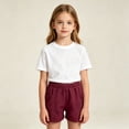 thumbnail image 1 of XINXIAOO Girls' Casual Ruffled Paperbag Waist Shorts Elastic Wine SweatShorts Teen Summer Wide Leg Shorts with Pockets for Kids 8-9 Years, 1 of 5