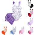 thumbnail image 1 of XINXIAOO Girls Cute Printed 1 Piece Swim Suit with Matching Wrap Cover Up Skirt Soft Stretch Comfort Summer Pool Beach Bathing Outfit 12-13 Years, 1 of 6