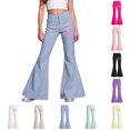 thumbnail image 1 of XINXIAOO Girls Flare School Uniform Pants Wide Flare Leg with Pockets Preppy Girls Back to School Clothes Girls Boys Pants Size 5-6 Years, 1 of 5