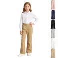 thumbnail image 1 of XINXIAOO Girls Flare Uniform Pants Elastic Waist School Trousers Preppy Back to School Outfits Girls Boys Dress Pants Size 15-16 Years, 1 of 8