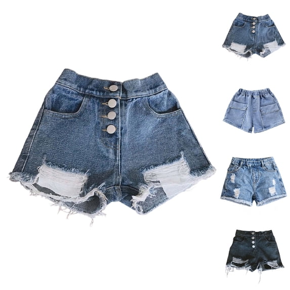 XINXIAOO Girls Jean Shorts Relaxed Fit High Waist Denim Shorts with Pockets Girl Summer Clothes Denim Shorts Girls Shorts Size 12-13 Years