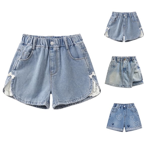 XINXIAOO Girls Jean Shorts Relaxed Fit High Waist Denim Shorts with Pockets Summer Clothes for Girls Denim Shorts for Kids Girls' Fashion 9-10 Years