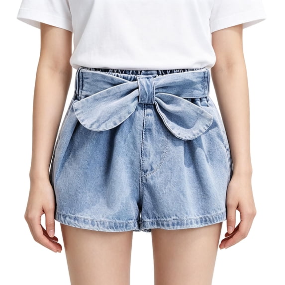 XINXIAOO Girls Jean Shorts Relaxed Fit High Waist Denim Shorts with Pockets Summer Trendy Fashion Denim Shorts Kids Girls Shorts Size 6-7 Years