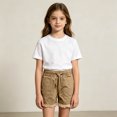 thumbnail image 1 of XINXIAOO Girls Jean Shorts Summer Casual Brown Athletic Denim Elastic Waist Drawstring Shorty Shorts for Girls 9-10 Years, 1 of 5