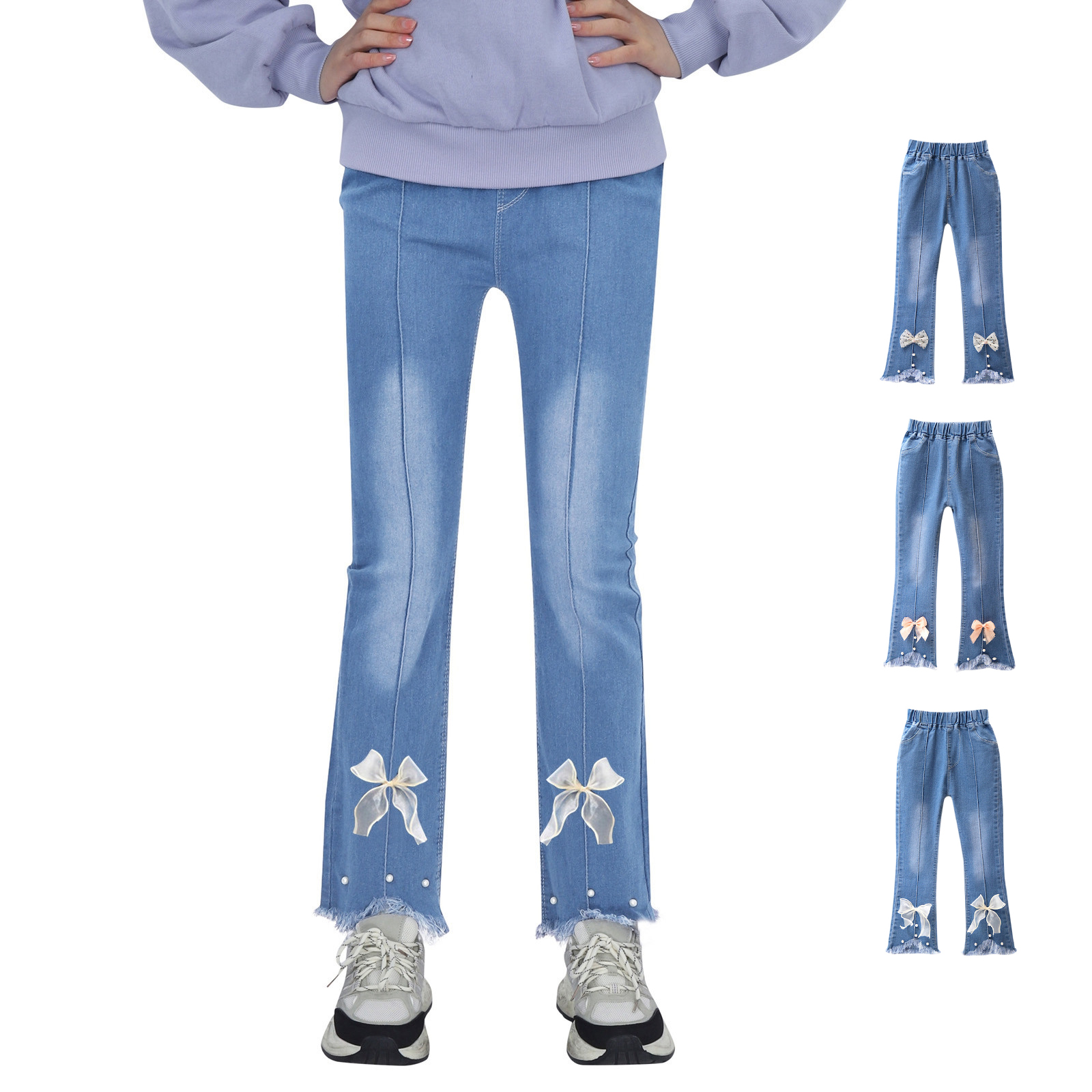 XINXIAOO Girls' Jeans Baggy Jeans for Kids High Waist Denim Pants with Pockets Straight Leg Jeans Kids Clothes Girls Size 10-12 Years