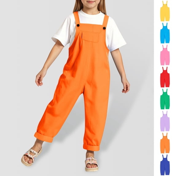 XINXIAOO Girls Jumpsuit Sleeveless Suspenders Overalls Solid Color Summer Clothes for Girls 3-4 Years