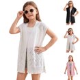 thumbnail image 1 of XINXIAOO Girls Lightweight Knit Cardigan Heart Cutout Beach Cover Up Crochet Shrug Sun Protection Outerwear Vacation Wear for Girls 11-12 Years, 1 of 8