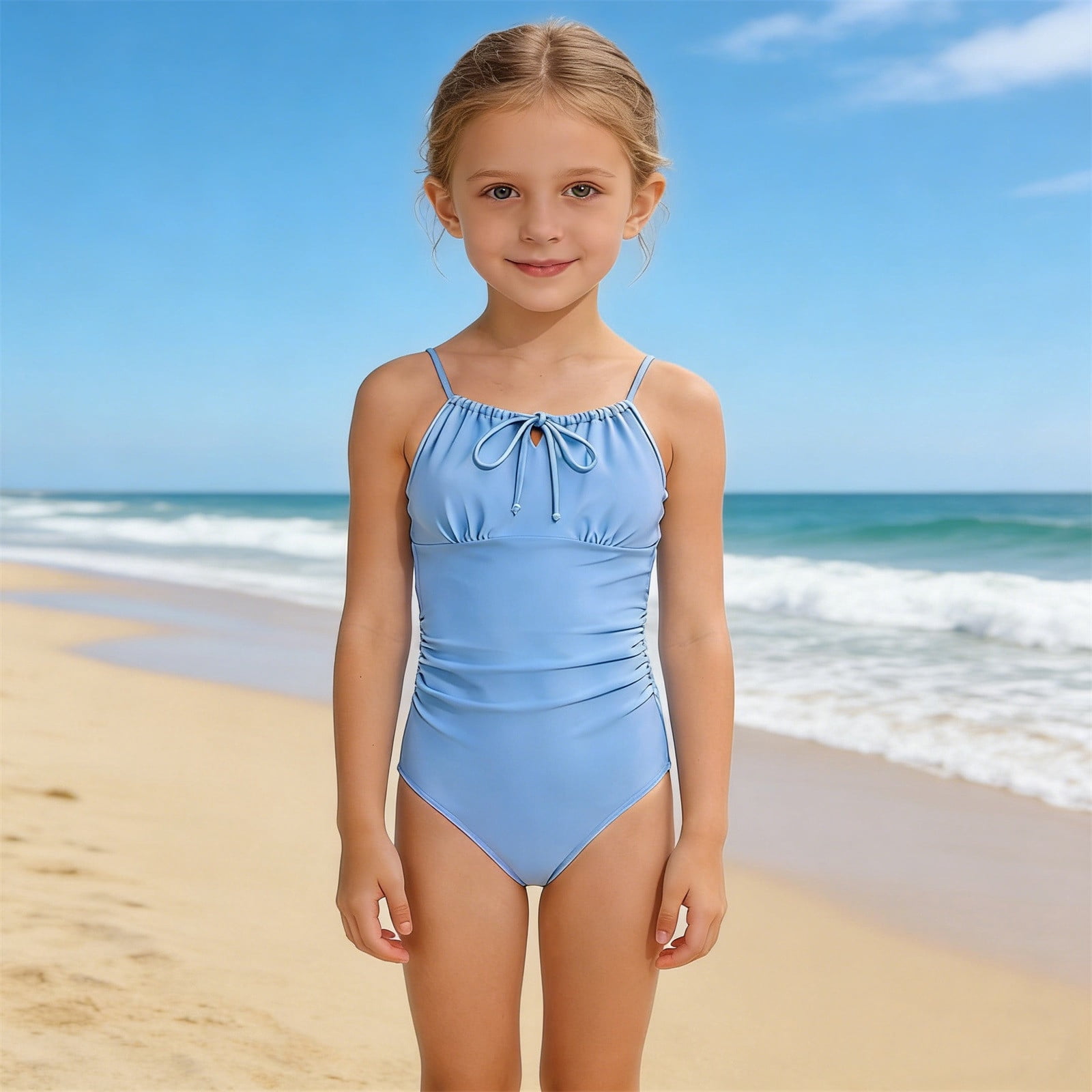 XINXIAOO Girls One Piece Swimsuit With Bow Design Girls Swimsuits Size 6T Girl Bathing Suit 6T