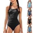 thumbnail image 1 of Bigetiay Girls One Piece Swimsuits Classic Spaghetti Strap Ruched Swimwear Kids Bathing Suits 9-10 Years, 1 of 7