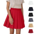 thumbnail image 1 of XINXIAOO Girls' Pleated Mini Skirt High Waisted Stretchy Skirts Mini Outfit Summer Red Skirts for Girls 4-5 Years, 1 of 8