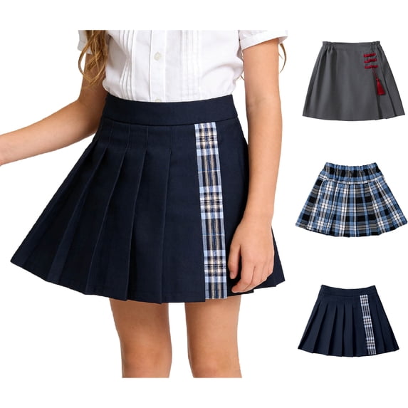 XINXIAOO Girls' Pleated Mini Skirt Skirt School A-Line Girls Outfit Girls Navy-C Skirts Size 16-17 Years