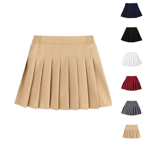 XINXIAOO Girls Pleated Skirt High Waisted Ruffle Layered Skirts Girls Outfit Cute Khaki Skirts for Girls 4-5 Years